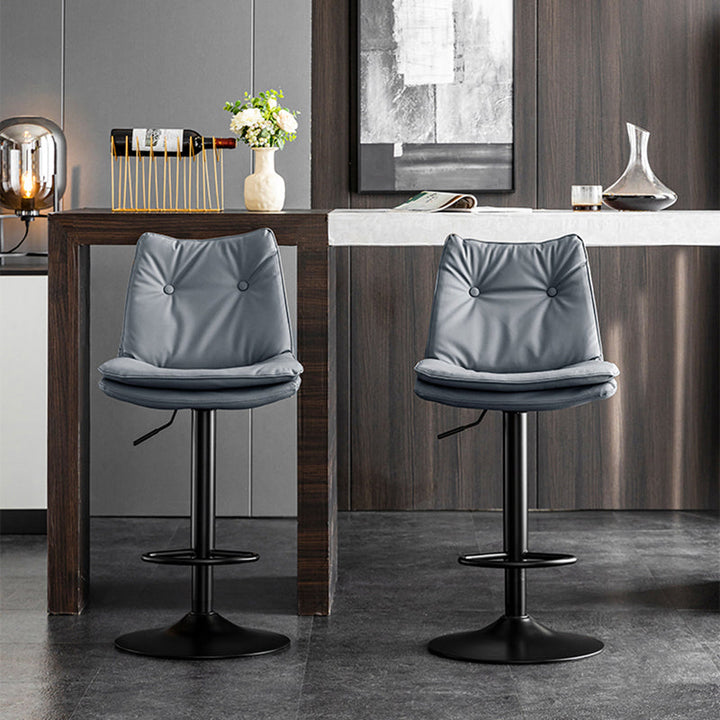 Modern Minimalist Rectangular Faux Nappa Leather Iron Bar Stool Backrest Armless For Dining Room