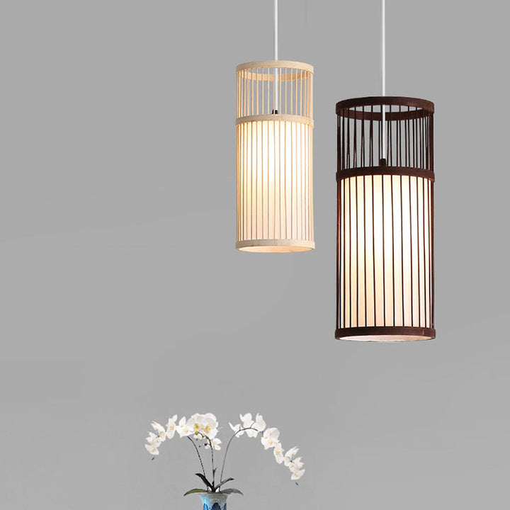 Japanese Zen Bamboo Weaving Lantern 1-Light Pendant Light