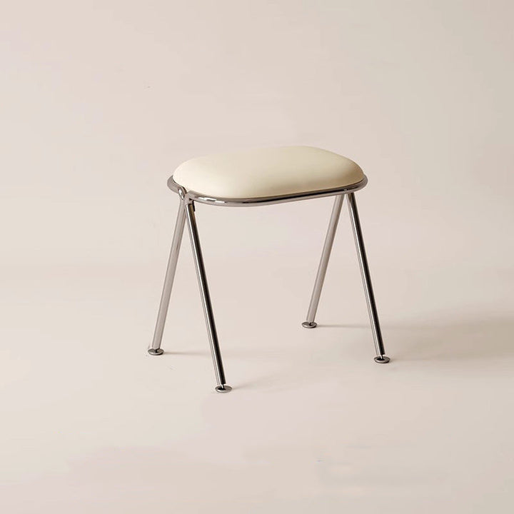 Contemporary Nordic Rectangular PU Leather Metal Vanity Stool For Bedroom