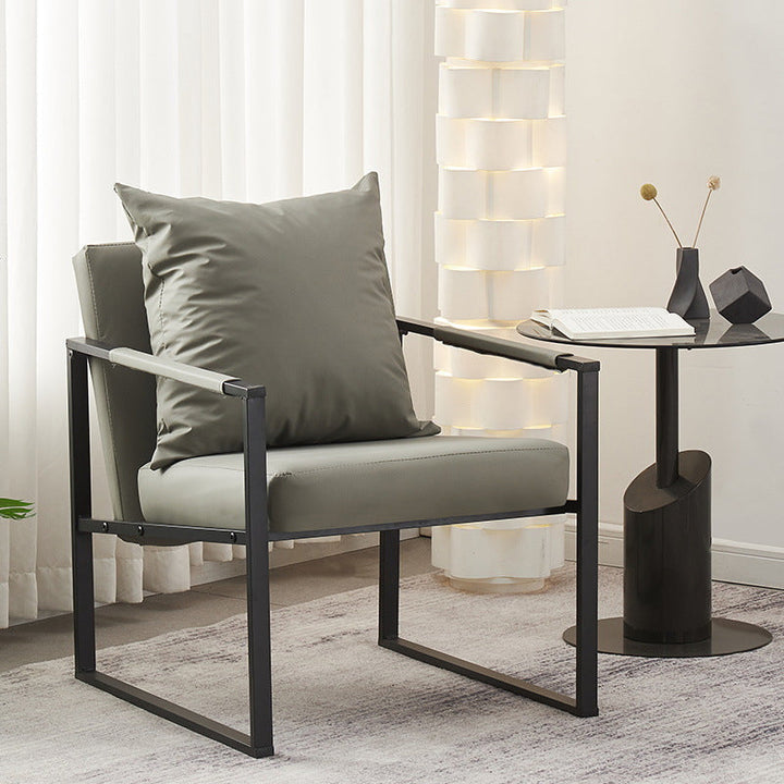 Contemporary Scandinavian Square Carbon Steel Faux Nappa Leather Chair Backrest For Living Room