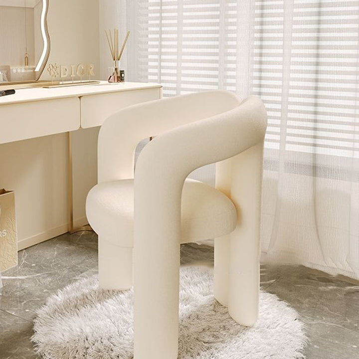 Contemporary Creative Curved Velvet Iron Vanity Stool Backrest Armless For Bedroom