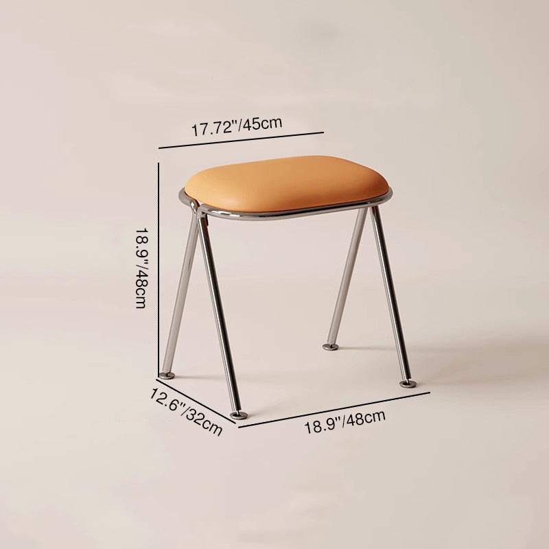 Contemporary Nordic Rectangular PU Leather Metal Vanity Stool For Bedroom
