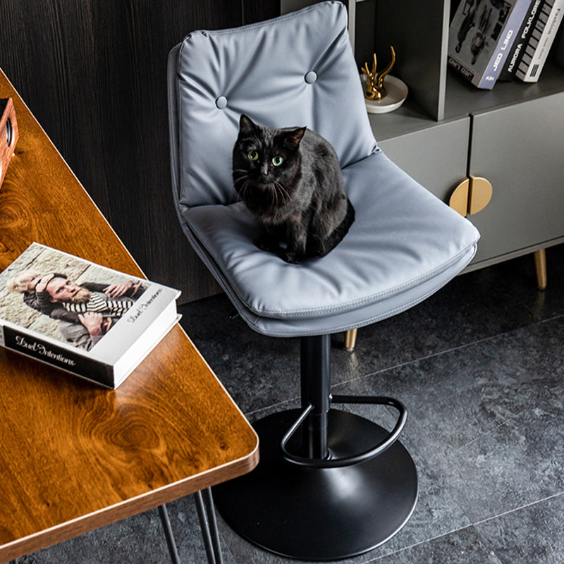 Modern Minimalist Rectangular Faux Nappa Leather Iron Bar Stool Backrest Armless For Dining Room