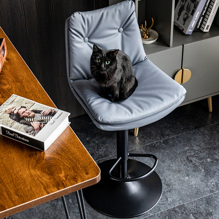 Modern Minimalist Rectangular Faux Nappa Leather Iron Bar Stool Backrest Armless For Dining Room