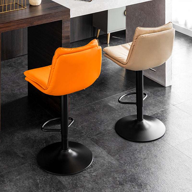 Modern Minimalist Rectangular Faux Nappa Leather Iron Bar Stool Backrest Armless For Dining Room