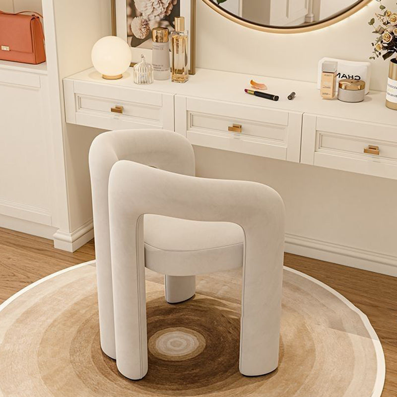 Contemporary Creative Curved Velvet Iron Vanity Stool Backrest Armless For Bedroom