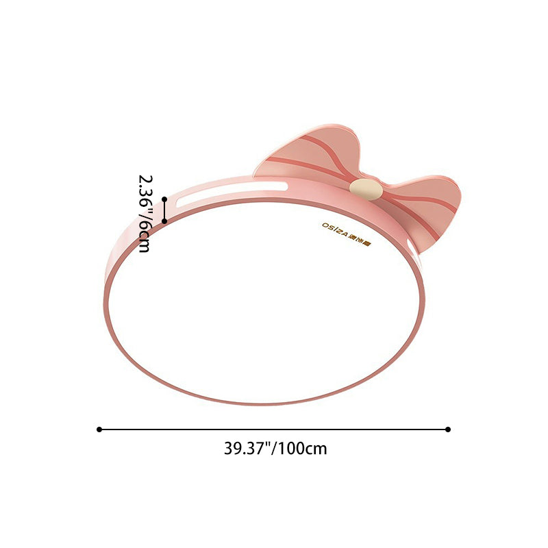 Modern Minimalist Spherical Round Bow Tie Kid Iron Acrylic LED Flush Mount Ceiling Light For Bedroom
