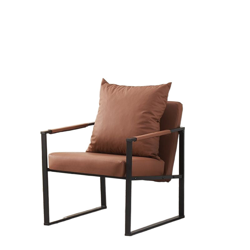 Contemporary Scandinavian Square Carbon Steel Faux Nappa Leather Chair Backrest For Living Room
