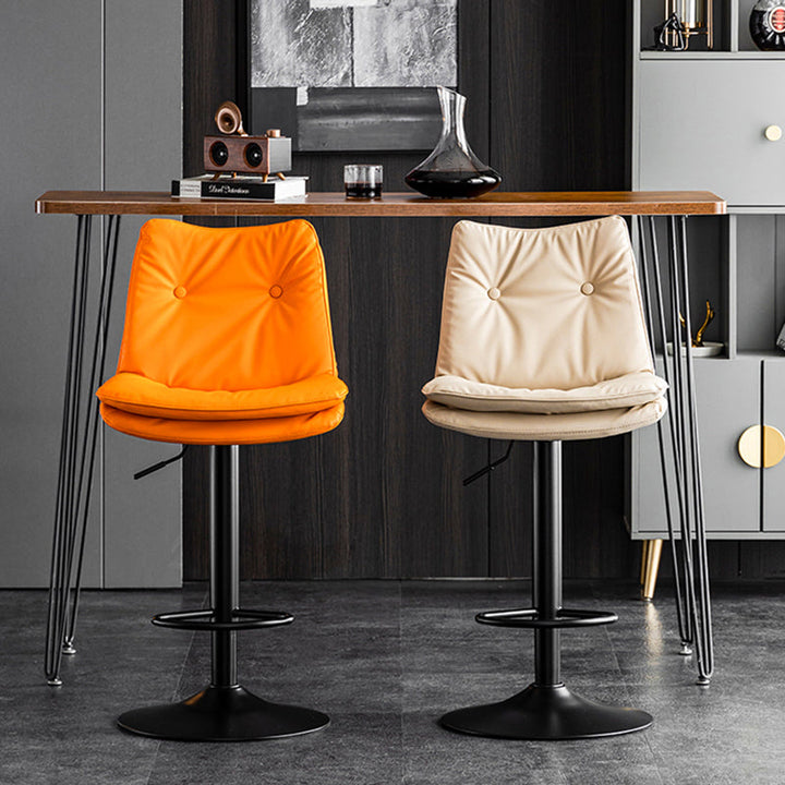 Modern Minimalist Rectangular Faux Nappa Leather Iron Bar Stool Backrest Armless For Dining Room