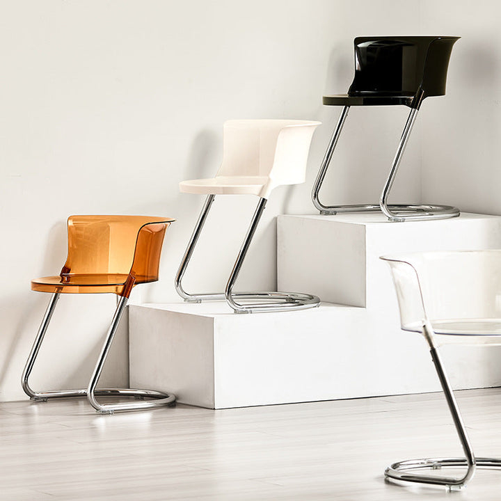 Modern Minimalist Curved PC Iron Dining Chair Backrest Armless For Dining Room
