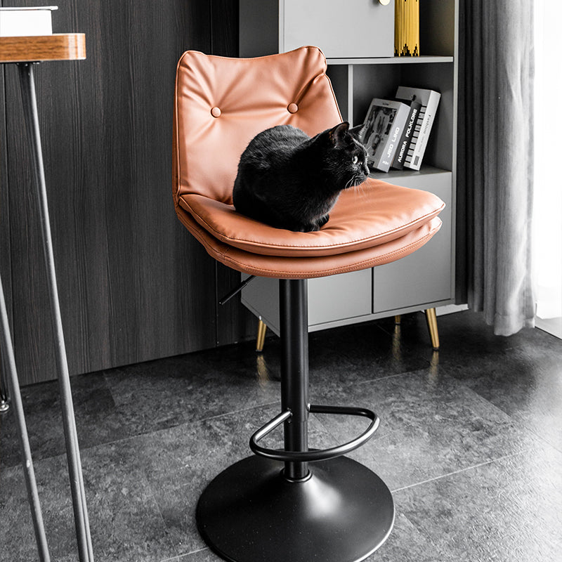 Modern Minimalist Rectangular Faux Nappa Leather Iron Bar Stool Backrest Armless For Dining Room