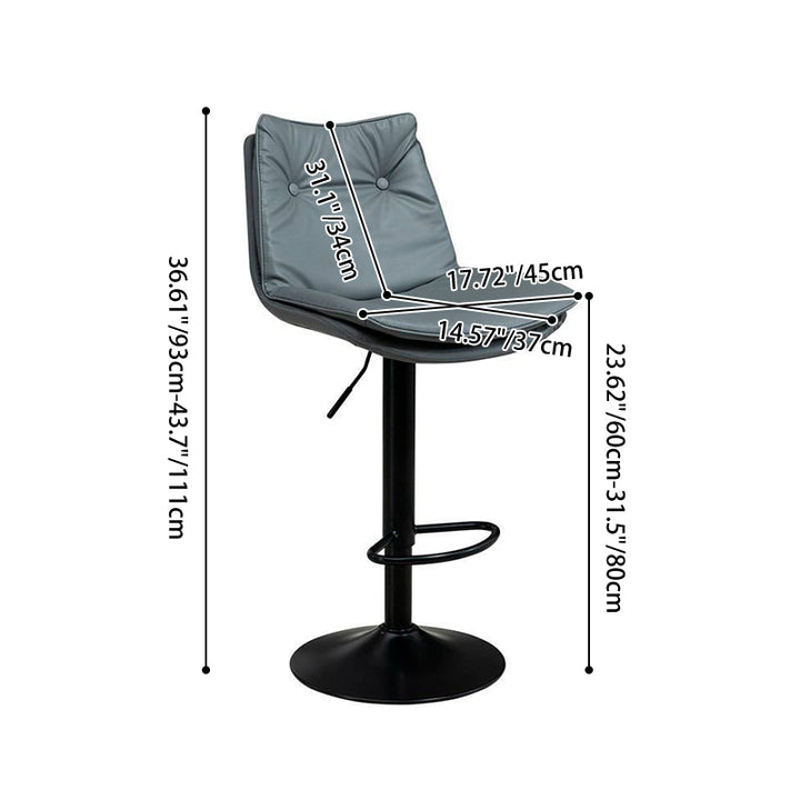 Modern Minimalist Rectangular Faux Nappa Leather Iron Bar Stool Backrest Armless For Dining Room