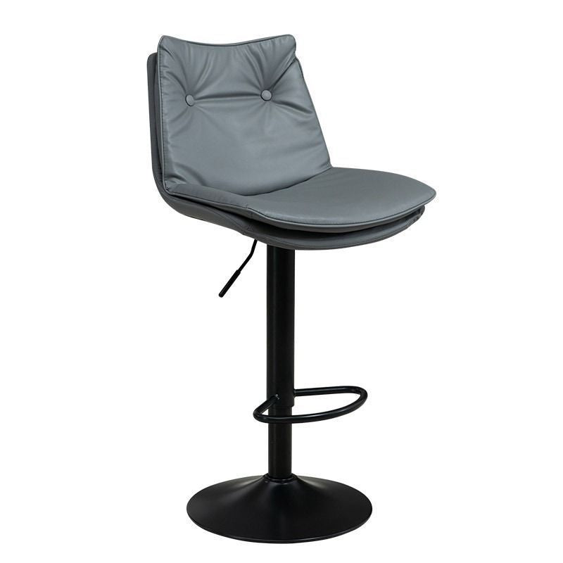 Modern Minimalist Rectangular Faux Nappa Leather Iron Bar Stool Backrest Armless For Dining Room