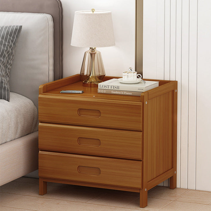 Traditional Japanese Square Bamboo MDF Nightstand 1/3 Drawer For Bedroom