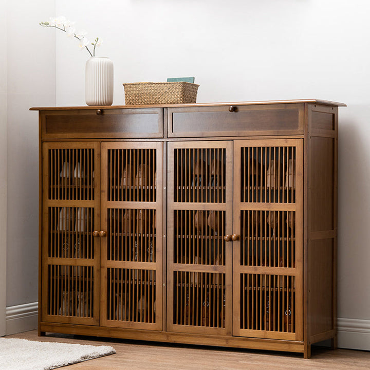 Traditional Rustic Rectangular Bamboo Medium Density Fiberboard Shoe Storage 2-Cabinet For Entryways