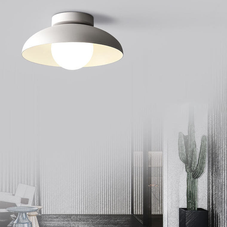 Japanese Wabi-sabi Iron Glass 1-Light Semi-Flush Mount Light