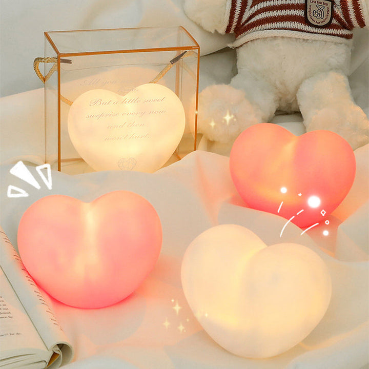Contemporary Creative Rubber Coating Heart LED Night Light Table Lamp For Bedroom