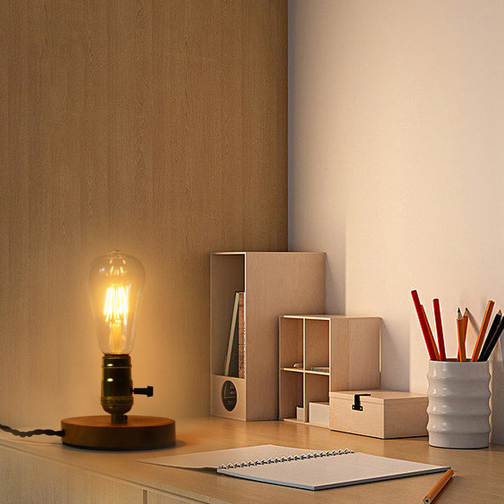 Traditional Vintage Wood &amp; Glass Table Lamp for Bedroom | Havora Designer Lighting