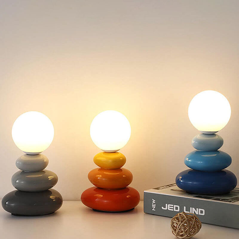 Modern Minimalist Pebble Ceramic &amp; Glass Table Lamp for Bedside | Havora Designer Lighting