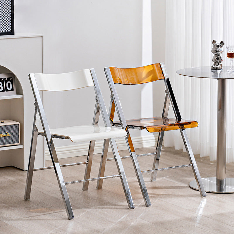 Contemporary Nordic Square Iron PET Foldable Dining Chair For Dining Room