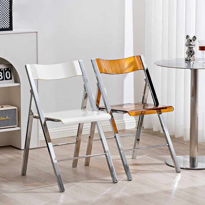 Contemporary Nordic Square Iron PET Foldable Dining Chair For Dining Room