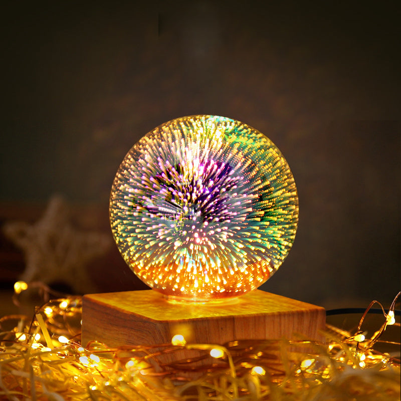 Colorful Glass Ball USB Plug-in 1-Light LED Decorative Table Lamp