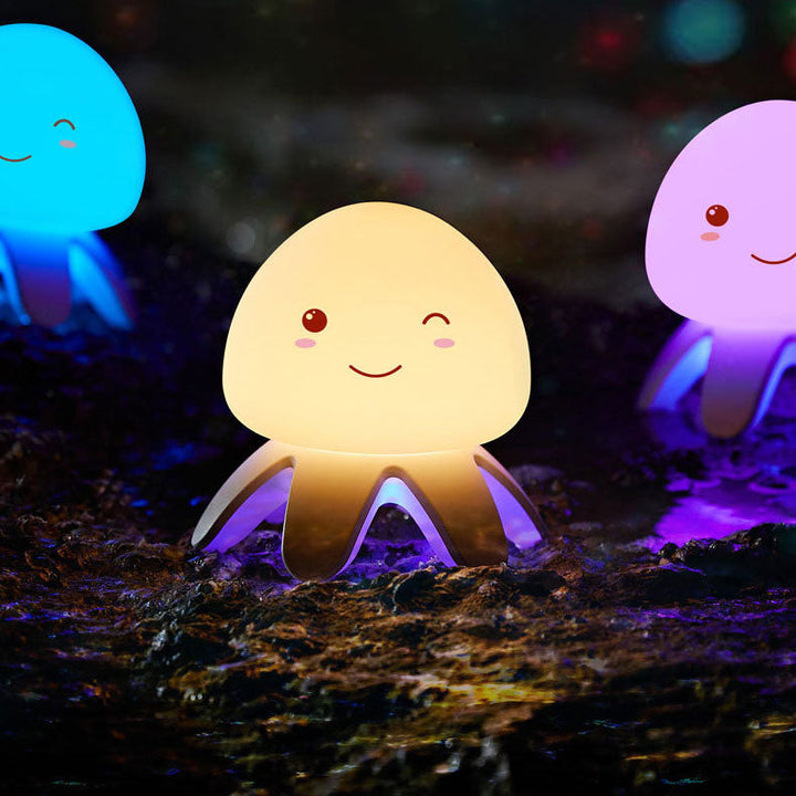 Contemporary Creative Silicone Jellyfish Music USB Rechargeable Remote Control LED Night Light Table Lamp