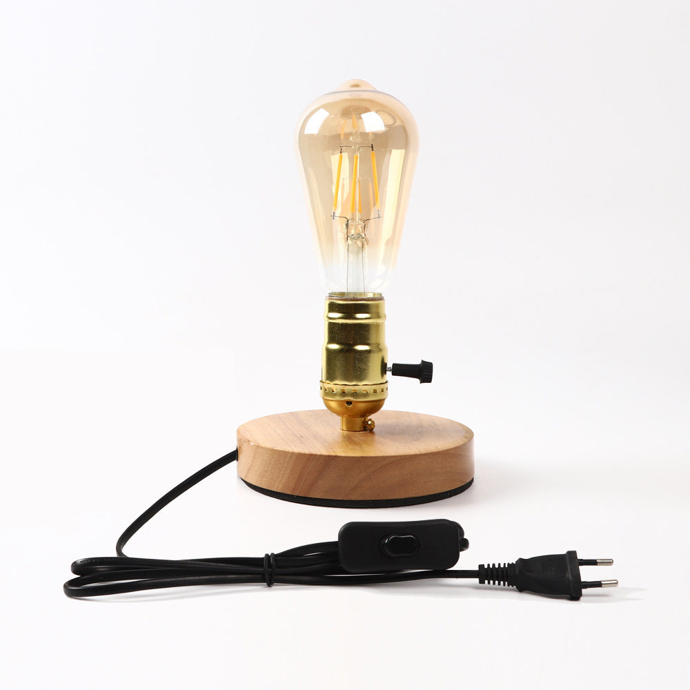 Traditional Vintage Wood &amp; Glass Table Lamp for Bedroom | Havora Designer Lighting