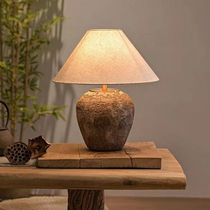 Shabby Chic Ceramic &amp; Fabric Table Lamp for Bedroom | Havora Designer Lighting
