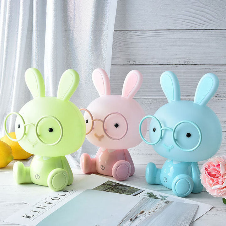 Creative Cartoon Rabbit with Glasses USB LED Night Light Table Lamp