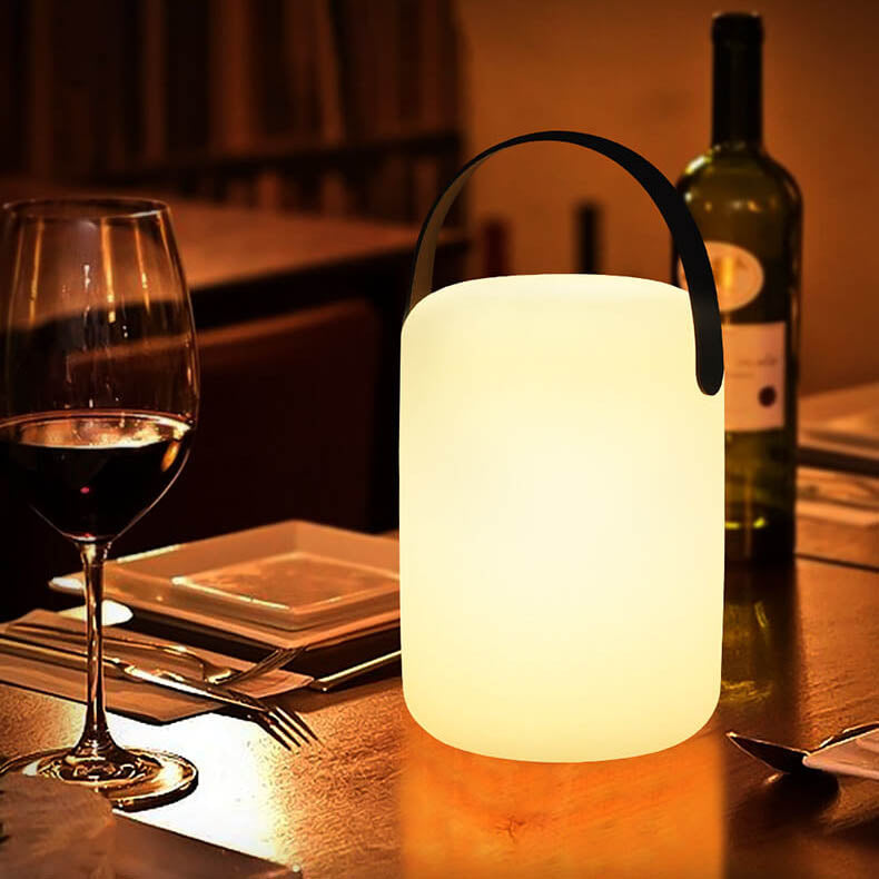 Modern Simplicity PE Plastic Round Square Hand LED Table Lamp For Outdoor Patio