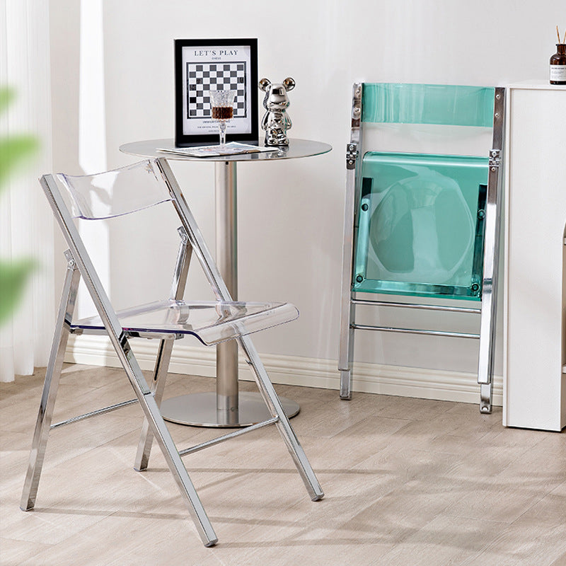 Contemporary Nordic Square Iron PET Foldable Dining Chair For Dining Room