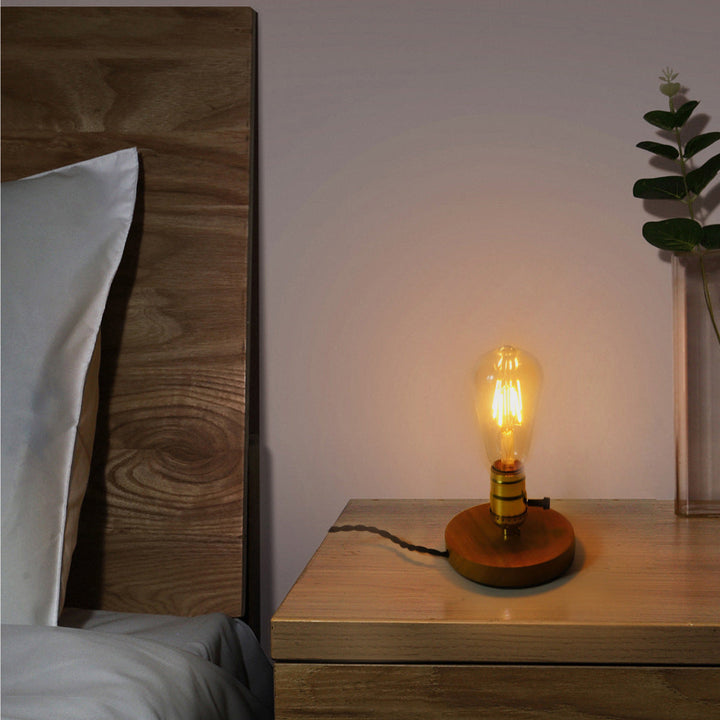 Traditional Vintage Wood &amp; Glass Table Lamp for Bedroom | Havora Designer Lighting