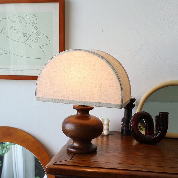 Japanese Wabi-Sabi Table Lamp in Ash Wood &amp; Fabric — Living Room Lighting | Havora