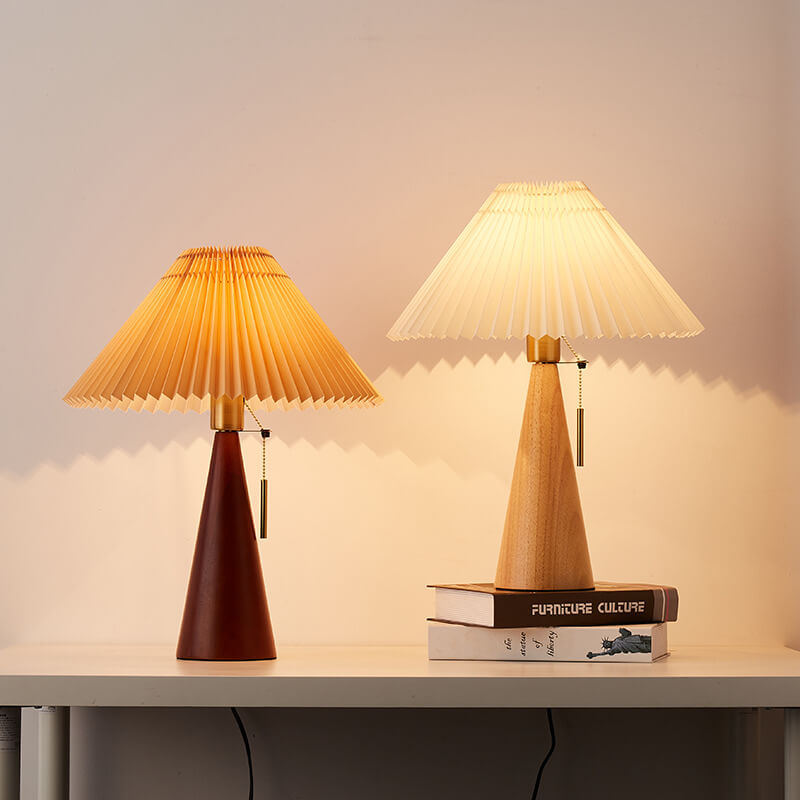 Wood &amp; Fabric Table Lamp, Japanese Vintage Design for Bedroom | Havora Lighting