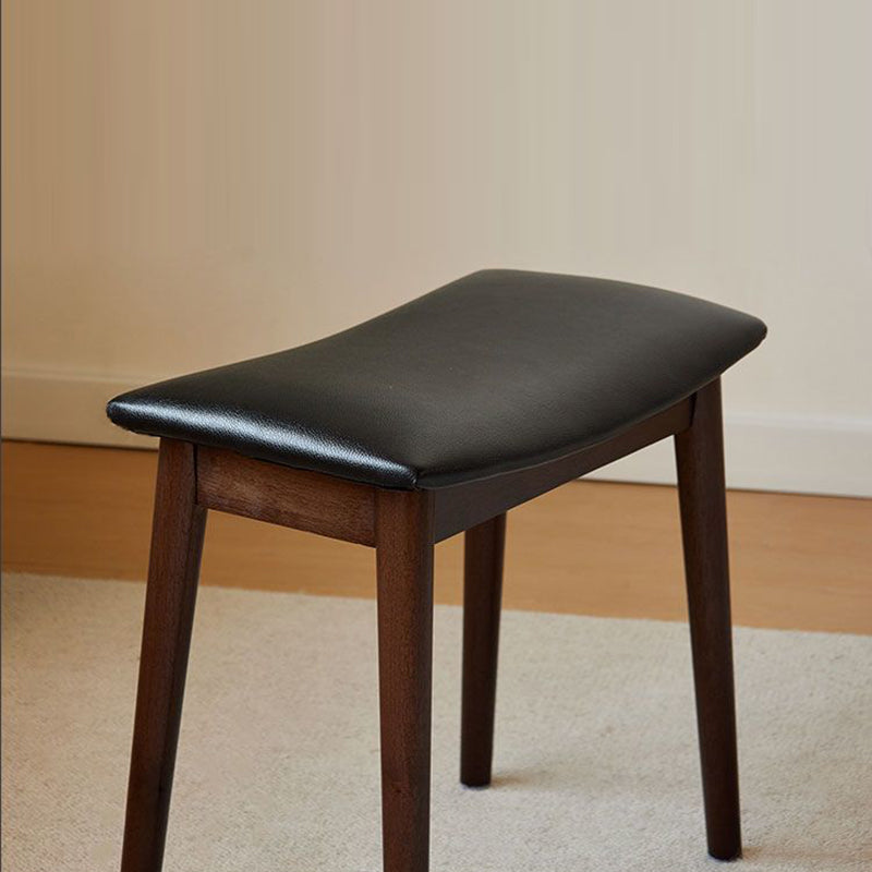 Modern Minimalist Rectangular Soft PU Leather Wood Vanity Stool For Bedroom