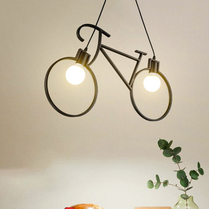 Contemporary Creative Bicycle Shape Iron 2-Light Kids Chandelier For Living Room &amp; Bedroom