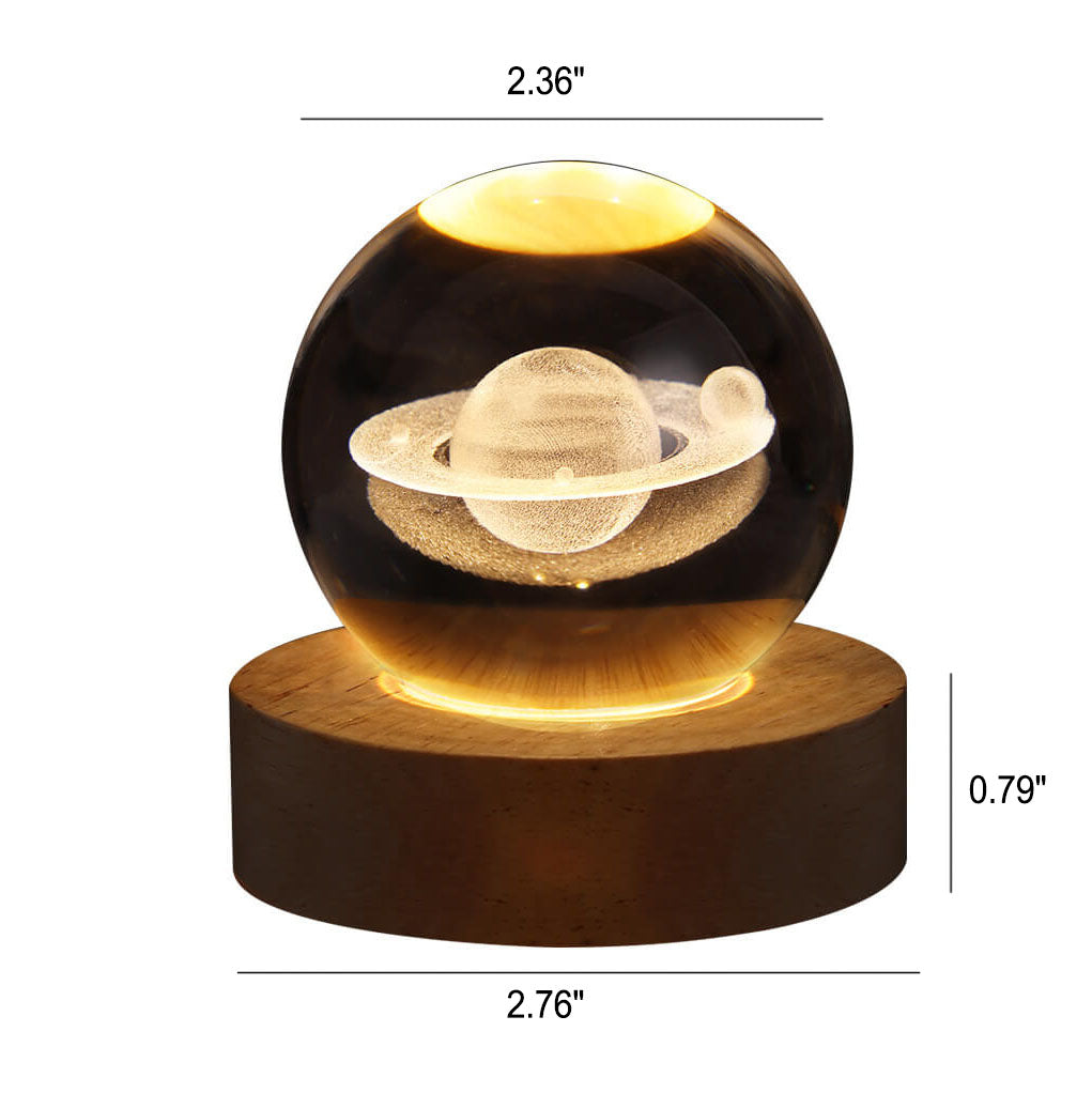 Creative Star System Crystal &amp; Wood Night Light for Kids Bedroom | Havora Designer Lighting