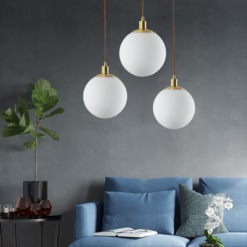 Contemporary Nordic Minimalist White Orb 1-Light Pendant Light For Bedroom