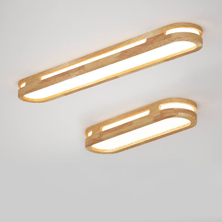 Nordic Minimalist Solid Wood Acrylic Ring LED Flush Mount Ceiling Light