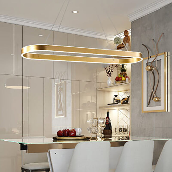 Modern Minimalist Light Luxury Oval Aluminum LED Chandelier