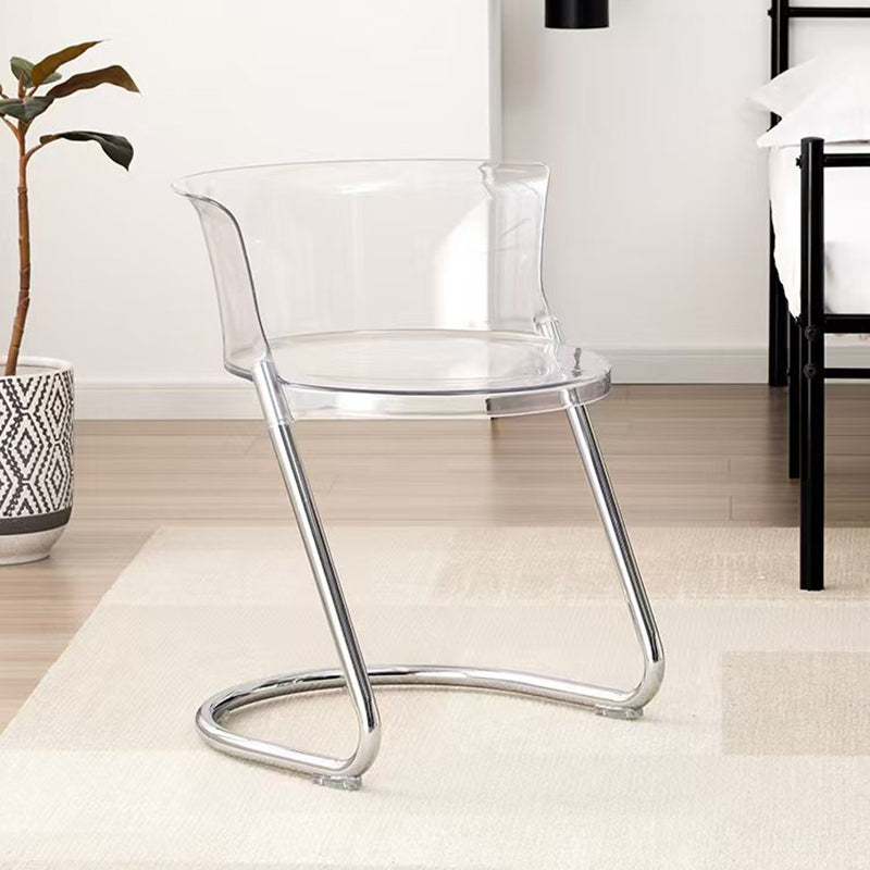 Modern Minimalist Curved PC Iron Dining Chair Backrest Armless For Dining Room
