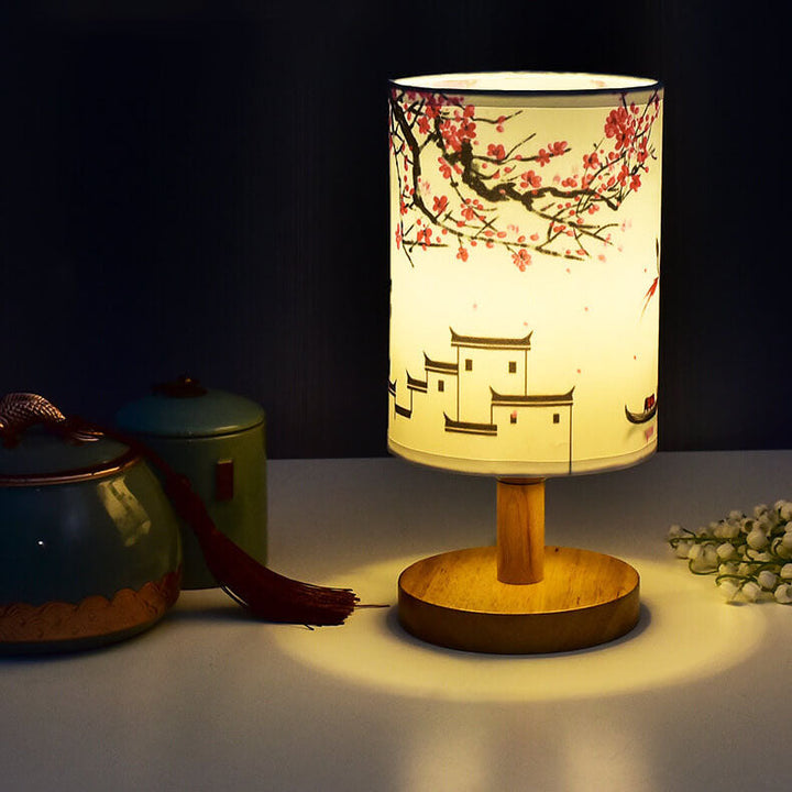 Fabric &amp; Wood Table Lamp, Modern Minimalist Landscape Design for Bedside | Havora Lighting