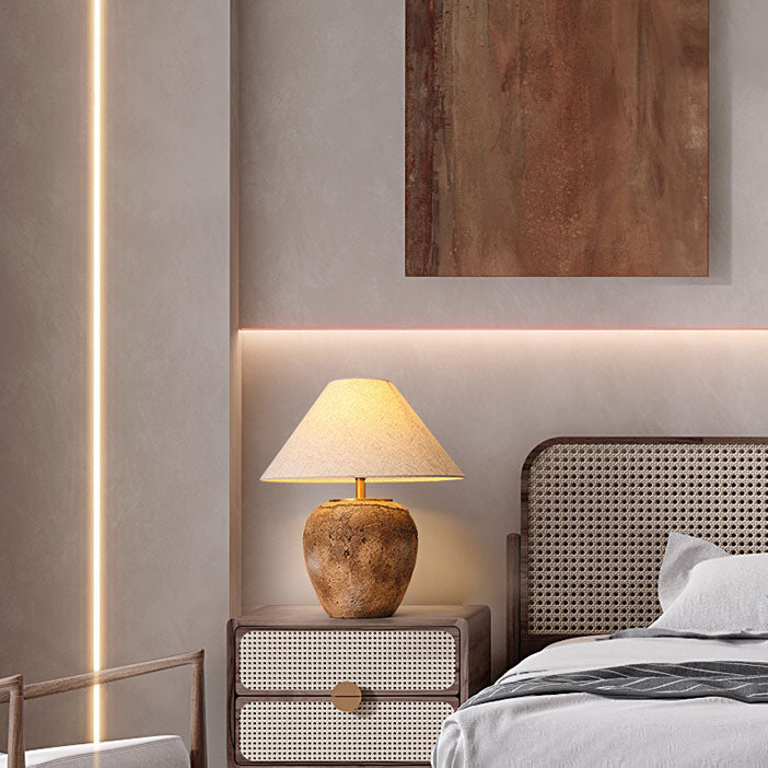 Shabby Chic Ceramic &amp; Fabric Table Lamp for Bedroom | Havora Designer Lighting