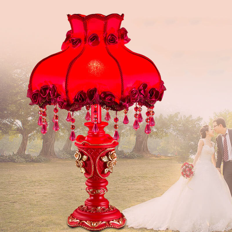 European Wedding Tassel Table Lamp in Fabric &amp; Resin — Living Room Lighting | Havora