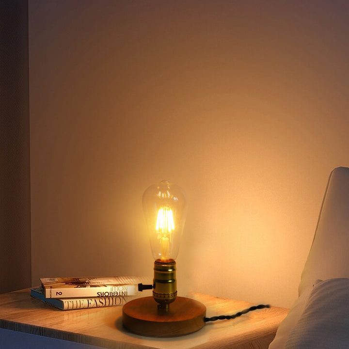 Traditional Vintage Wood &amp; Glass Table Lamp for Bedroom | Havora Designer Lighting
