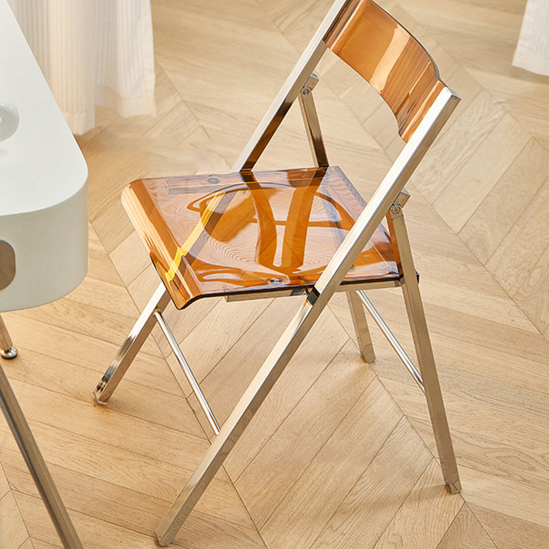Contemporary Nordic Square Iron PET Foldable Dining Chair For Dining Room