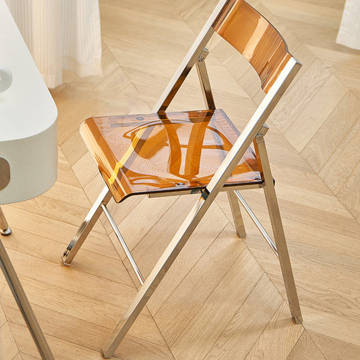 Contemporary Nordic Square Iron PET Foldable Dining Chair For Dining Room
