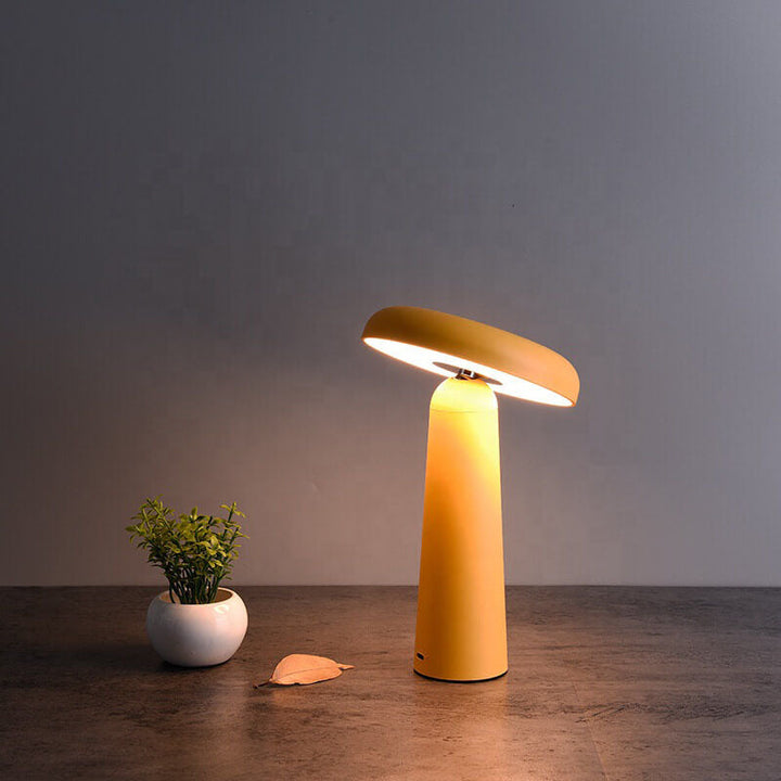 Contemporary Nordic PP Flying Saucer Rotatable USB Rechargeable LED Night Light Table Lamp For Bedroom