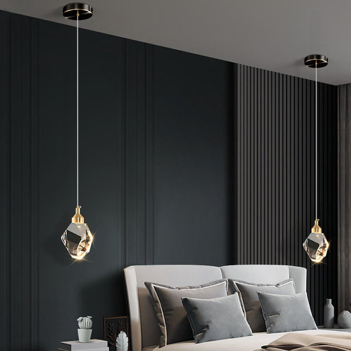 Modern Luxury Sparkling Crystal Stone Iron LED Pendant Light For Living Room